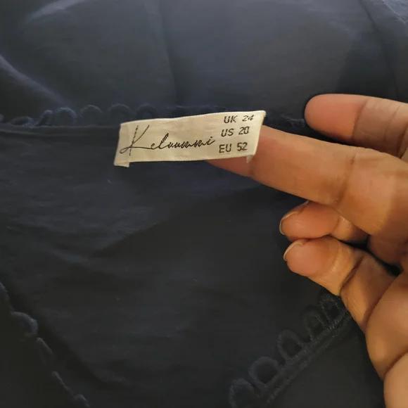 Navy V-Neck Flutter Sleeve Dress - Picture 8 of 10